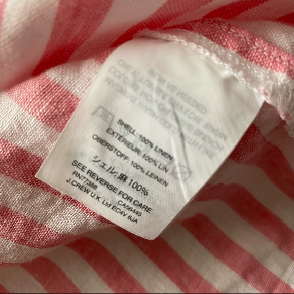 J.Crew Pink & White Stripe Toed Waist Linen Top - Picture 11 of 11